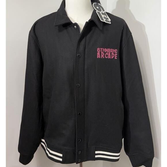 New 6TH NBRHD Neighborhood "DIGITAL" Arcade Cotton Wool Varsity Coat Jacket XL - Picture 2 of 6